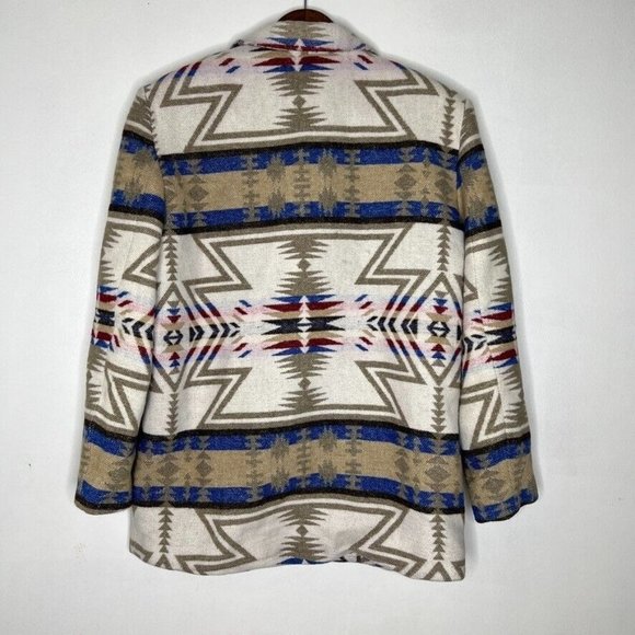 Pendleton Lookalike - Italian Wool Blend Aztec Western Print Jacket Coat Womens - Picture 11 of 13